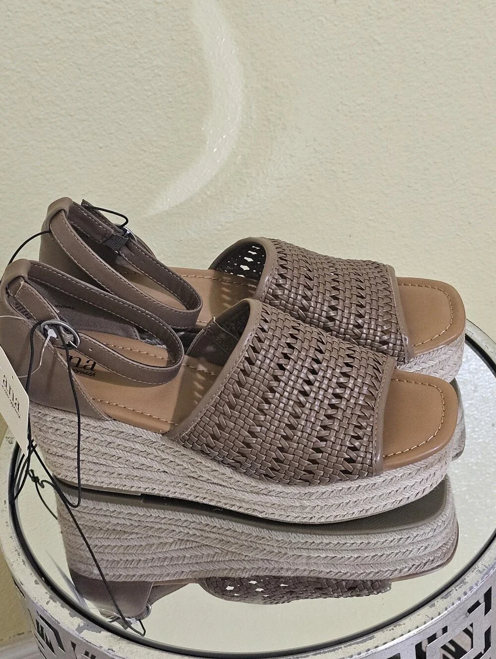 a.n.a Taupe Woven Espadrille Platform Sandals
